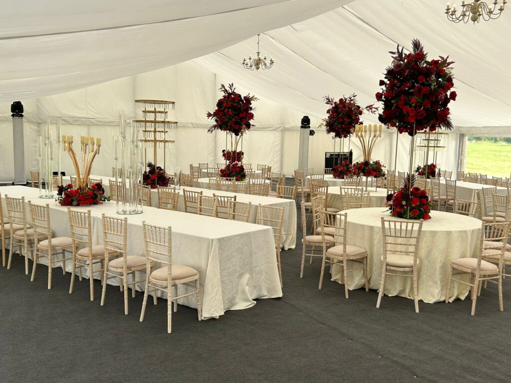 Tables and Flowers Wedding Marquee